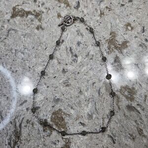 Beaded Gunmetal Necklace with Toggle Clasp and Pearl Accent for‎ Women